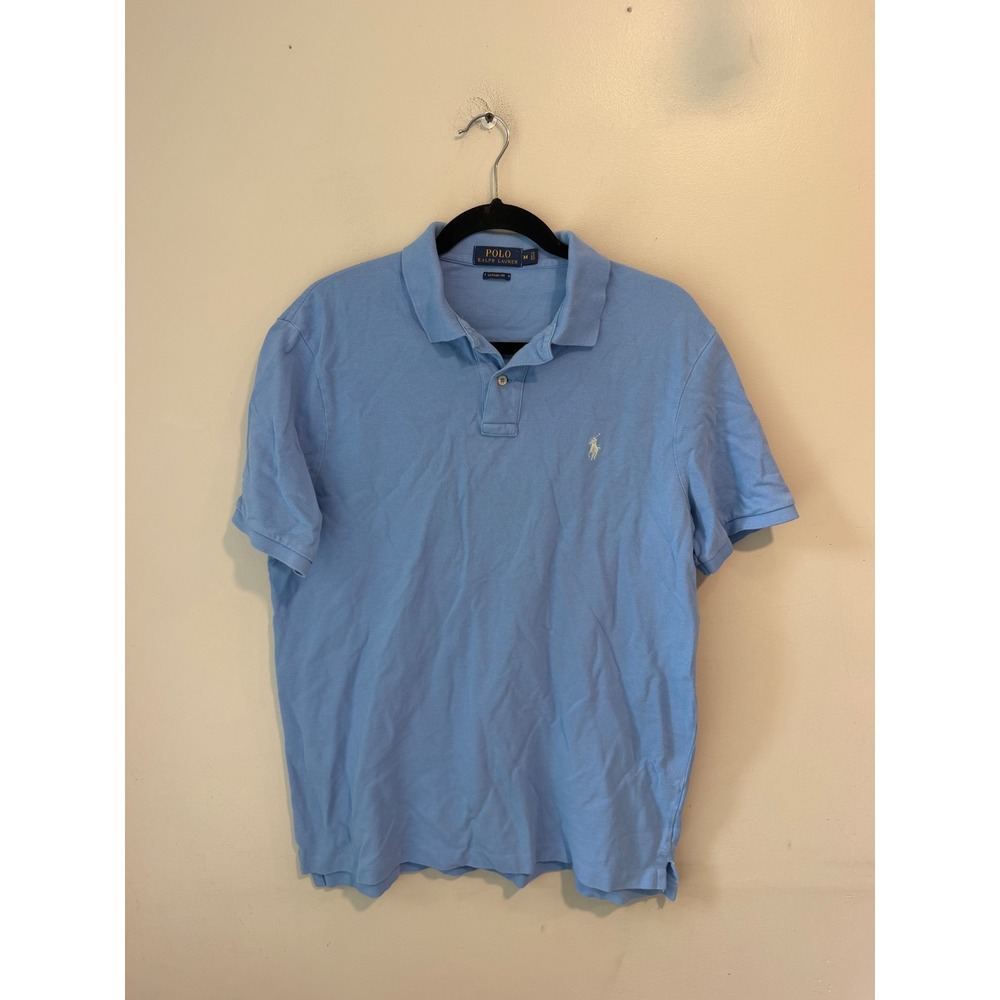 Polo Ralph Lauren Mens Classic Fit Polo Shirt Light Blue Cotton M Short Sleeve